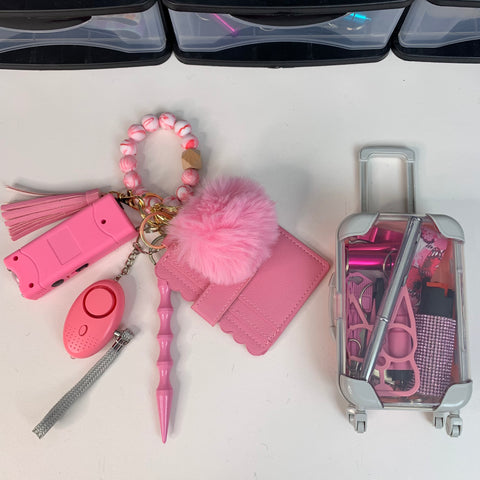 17pcs Self Defense Keychain With Mini Suitcase