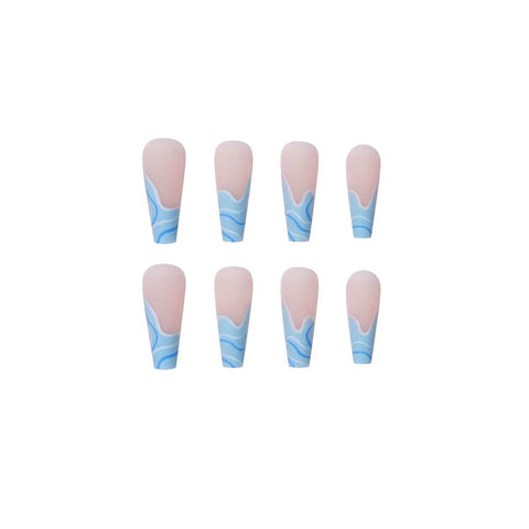 24pcs Long Square Blue False Nail & 1sheet Tape 24pcs Long Square Blue False Nail & 1sheet Tape