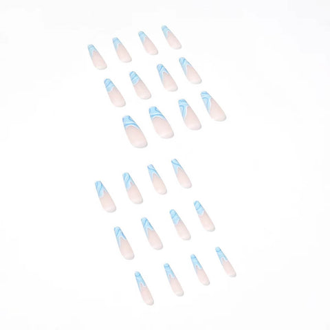 24pcs Long Square Blue False Nail & 1sheet Tape 24pcs Long Square Blue False Nail & 1sheet Tape