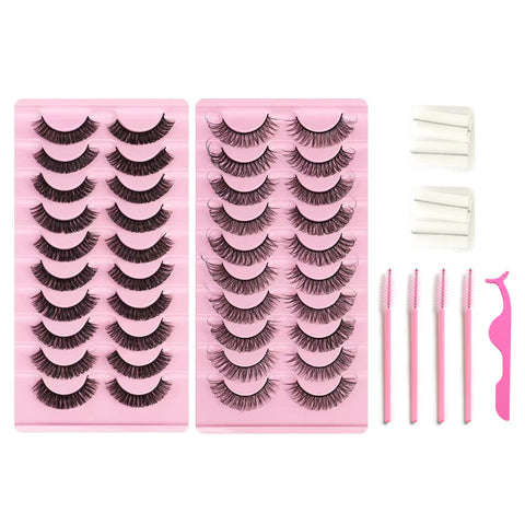 10*2 Pairs DD Curl Lashes Set Eyelid Tape & Glue 10*2 Pairs DD Curl Lashes Set Eyelid Tape & Glue