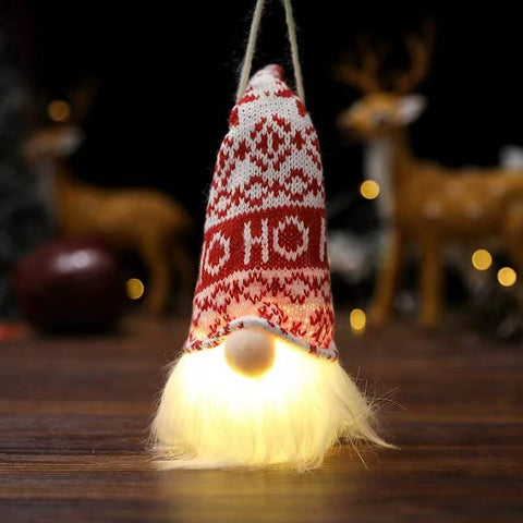 8" Lighted Christmas Gnome Santa, 2 Set