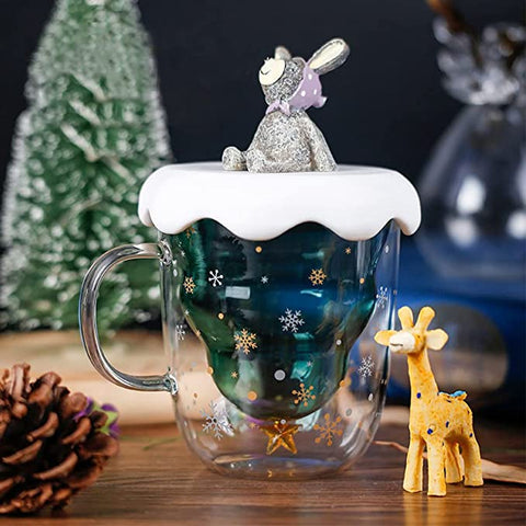 Double Wall Glass Mug with Handle, Unique Christmas Gifts