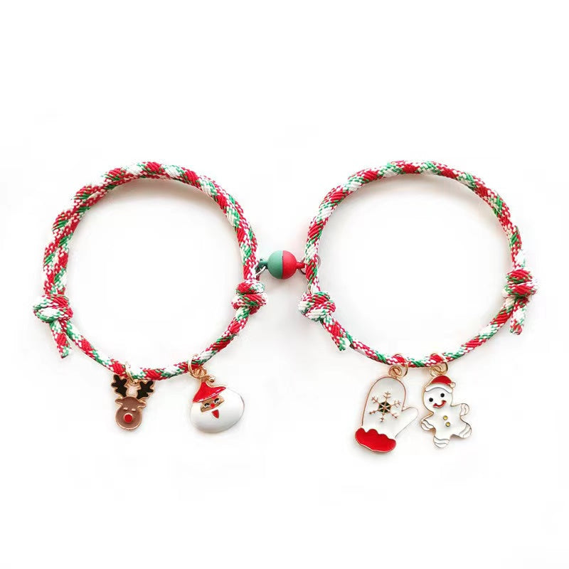 Christmas Cute Santa Bracelet Two Pieces Magnetic Bracelets