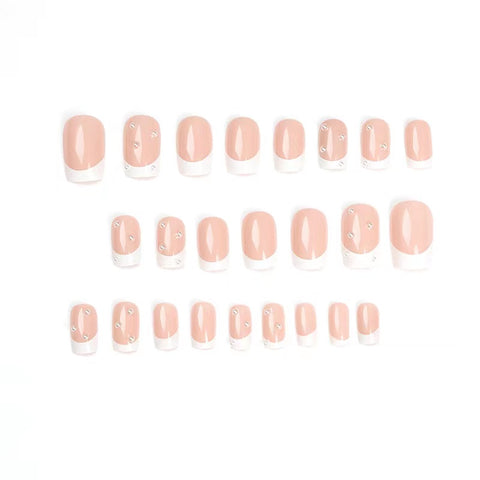 24pcs short fake nails with pearl -JP1558