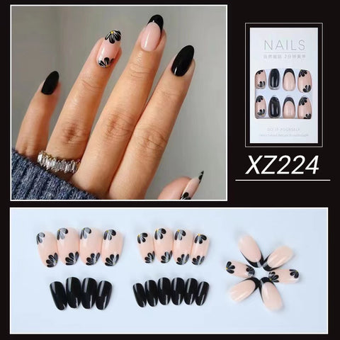 24pcs Fake Nails with Black color -XZ224-193