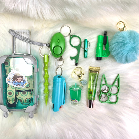 Minisuitcase Set With Safety Tools & Lipgloss-Green