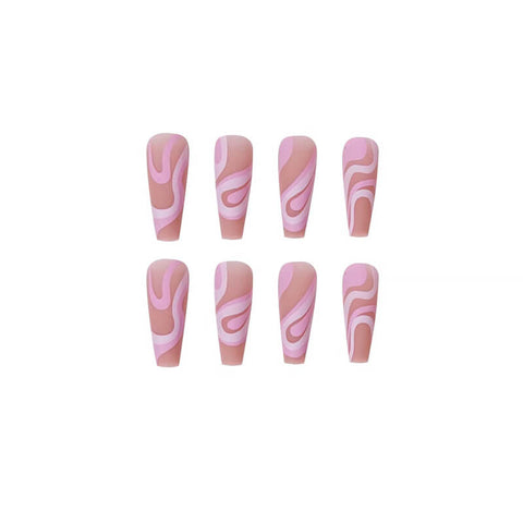 24pcs Long Square Pink False Nail -JP1407