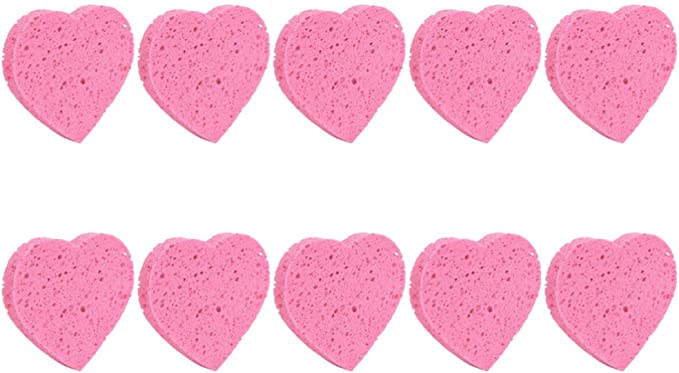 Compressed Facial Sponges Reusable Heart Shaped-10pcs – Carlinalashes